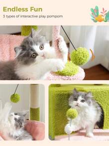 PAWZ Road Albero per gatti Cactus, torre per gatti da 33'' per gatti da interno con grande grotta per gatti, tiragraffi per gatti con amaca profonda e comodo poggiapiedi superiore