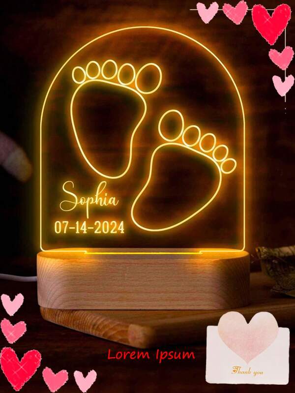 Baby Kleine Füße Nachtlichter - Geschenk für Neugeborene - Kinderlampe - Geburtstagsgeschenk - Benutzerdefiniertes Namensschild - Baby Shower Geschenke - Geburtsgeschenke Schulanfang