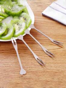 1 pieza Tenedor de fruta en forma de corazón de acero inoxidable creativo, palillos de fruta de moda, mini tenedores para pasteles y postres, pinchos para aperitivos