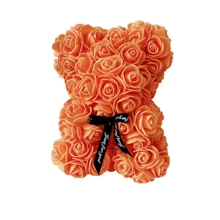 1 pieza Oso de peluche de rosa artificial multicolor hecho a mano, regalo para novia, cumpleaños, Día de San Valentín, propuesta, Pascua, Día de la Independencia