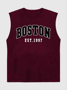 Camiseta de tirantes casual y simple con estampado para hombre, adecuada para uso diario