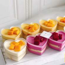 Heart Shaped Dessert Cups With Spoons Mini Plastic Dessert Shooter Cups Transparent Container Box Love Food Storage Box For Wedding Parfait, Cheesecake, Mousse, Appetizers, Jello Shot And Puddings Disposable Or Reusable (Optional 5 Pcs Spoons Set)