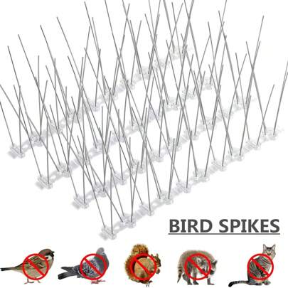 Púas anti aves efectivas: la defensa perfecta contra palomas y gaviotas. Hechas de acero inoxidable para una larga duración, con una instalación sencilla y amplia cobertura para mantener a las aves controladas en su propiedad de manera magistral.