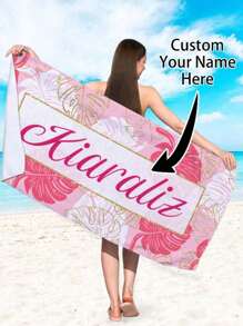 1 st gepersonaliseerde tekst aangepaste strandhanddoek, blad bedrukt strandhanddoek, super absorberende zwemhanddoek, comfortabele strandhanddoek, modieuze zwembadhanddoek, delicate yogamat, strandaccessoires, essentieel cadeau voor de feestdagen, meerdere maatopties, geschikt voor zwemmen, kamperen en reizen zomer, vakantie