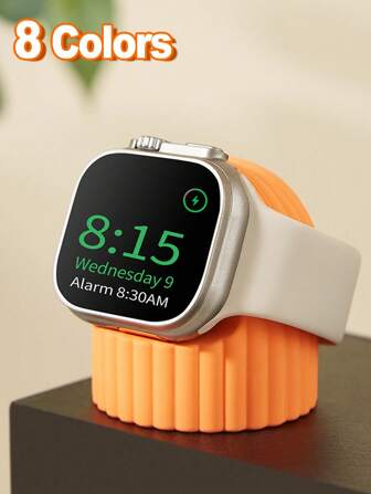 Silicone Watch Charger Stand Compatible With Apple Watch Series 10/9/8/SE/7/6/SE/5/4/3/2/1/Ultra All Sizes Charging Station Dock Holder Compatible With Apple Watch 46mm 49mm 45mm 44mm 42mm 41mm 40mm 38mm Smart Watch Bracket Accessories