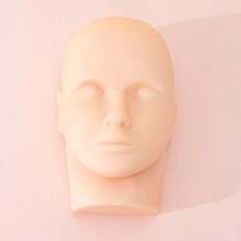 1 pieza Cabeza de maniquí para entrenamiento de extensión de pestañas - Modelo de práctica de extensión de pestañas - Modelo de práctica de masaje de belleza - Cabeza de muñeco para bordado de maquillaje - Material de silicona suave - Herramienta de extensión de pestañas - Multicolor - Ver 9