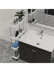 1 件 2 层/3 层/4 层超薄滚动储物车，浴室储物移动架，多功能实用架子，适用于厨房、洗衣房、卧室、办公室组织户外装饰