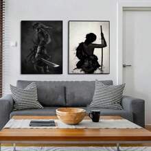 1 pieza / Juego de 3 Pósteres de arte de pared de estética de anime japonés, arte vintage de samuráis en pintura al óleo HD, decoración para el hogar y el dormitorio con/sin marco