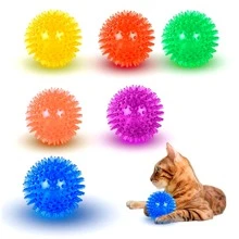 1 件吱吱作响的狗玩具球（6 种颜色），小型/中型/大型犬咀嚼玩具，攻击性咀嚼牙齿清洁玩具
