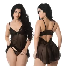 Camisola Transparente Sensual Decote Nas Costas