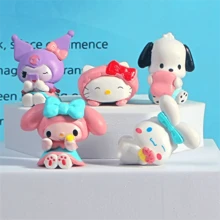 Sanrio Sanrio Hello Kitty & My Melody Set Of Five - Adorable Sleeping Posture Figurines For Office Desk Ornaments, Cake Decorations - Perfect For Halloween And Christmas