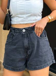 JANE FINE 8109 Women's Jeans Shorts Casual High Waist Thick Fabric Women's Jeans Shorts With Pocket Youth Natural 8109 - 8109# - Xem 4