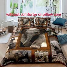 3pcs Elephant Patterned 3D Digital Printing Bedding Set