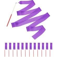 12pcs/Set 2m Rhythmic Gymnastics Ribbon, Dance Ribbon Wands For Ballet, Artistics, And Aerobic Dance - Multicolor - View 1