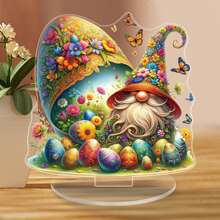Easter Desk Decorations Cute Gnome Easter Egg Table Sign Flat Acrylic Ornaments For Home Office Party - Colorful - View 5