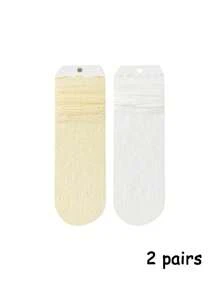 1/2/3 pares de medias con dedos de mujer en color blanco con ribete de encaje, medias abiertas con diseño calado para usar con sandalias, medias ligeras de verano, medias de media pantorrilla con división de dedos y borde de encaje para estudiantes