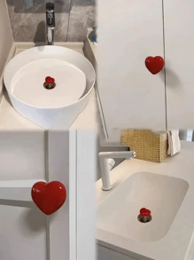 1 pezzo Pulsante doppio per cassetta del water a forma di cuore, rubinetto per bagno robusto a forma di cuore, accessorio per il bagno, maniglia stilosa per cassetti, adatto per cassetti di armadi e pensili da cucina, hotel, centri commerciali, ville, club, feste di festival, regali di San Valentino