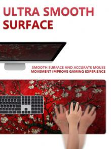 1 Pc Red Floral Branch Rubber Anti-Slip Computer/Laptop/Office Desk Gaming Mouse Pad - Red - View 4