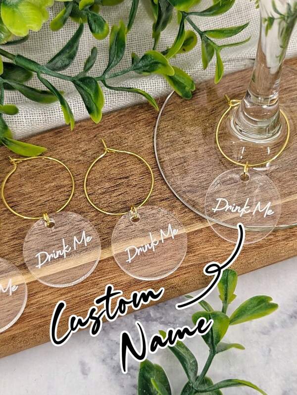 1 pezzo Etichetta del nome personalizzata in acrilico per bicchiere da vino, etichetta personalizzata per bevande da matrimonio, decorazione incisa per bicchieri e tazze