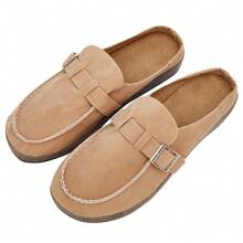 Women's Flat Slippers Comfortable Solid Color Soft Sole Closed Toe Slippers Casual Summer Beach Slides Sandals Shoes - Màu Khaki - Xem 4