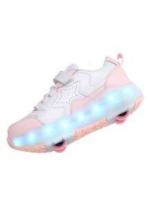 LED Flashing Comfortable Inline Skates, Quick Gliding Roller Skates, Detachable Wheeled Casual Sports Shoes, Ideal Holiday Gift - Pink - View 9