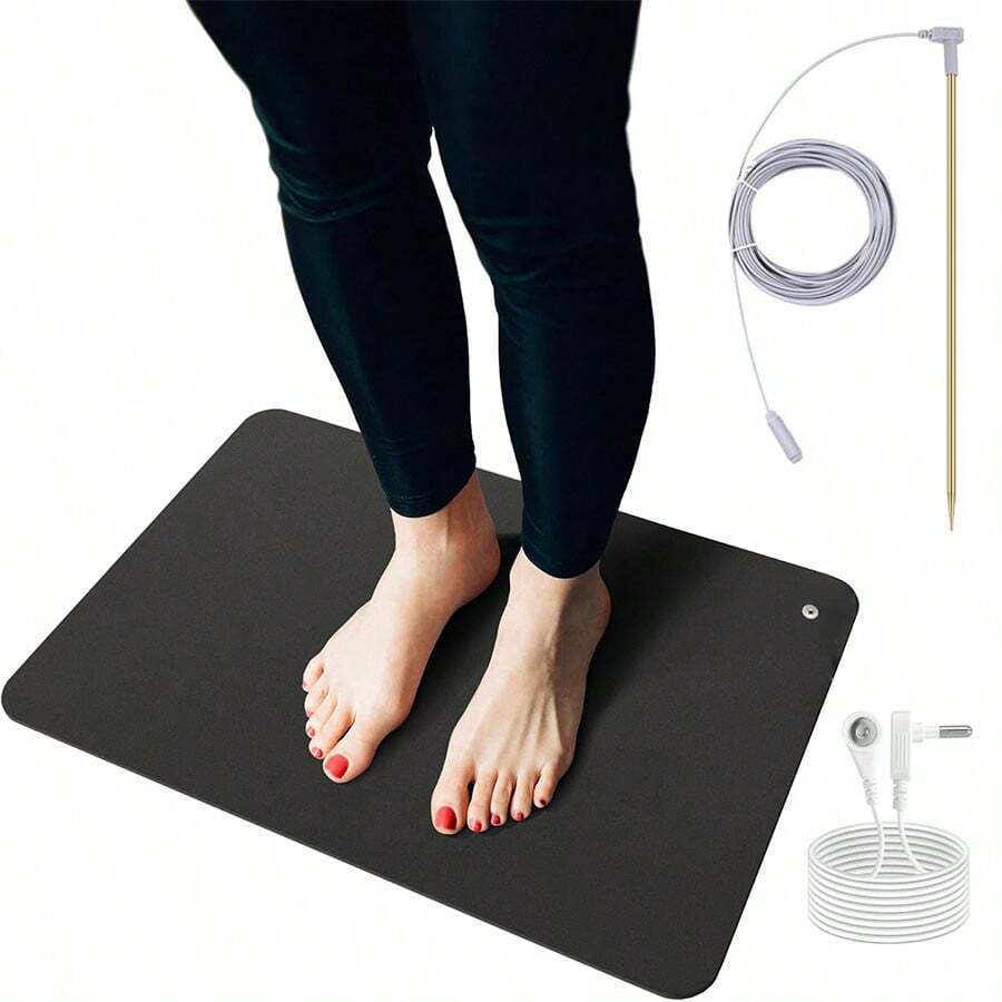 Grounding Pad With Copper Grounding Rod, Easy To Carry For Outdoor Grounding Use, Anti Slip PU Leather, Universal Conductive Grounding Pad, Improves Sleep Relaxation - 25*30cm - Xem 1