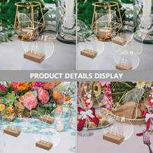 5 套亚克力标牌空白板带木质支架透明蝴蝶亚克力座位卡木质卡片支架套装适用于婚礼派对餐厅 - 透明 - 查看 6