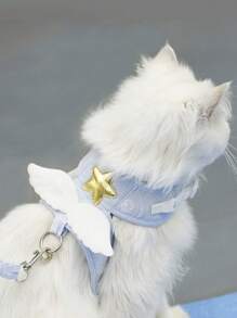 Angel Wings Cat Harness Leash, Vest Style Leash For Small Dog/Kitten, Escape Proof Pet Walking Supplies - Blue - View 2