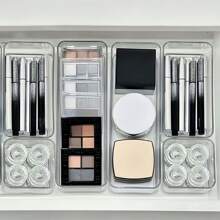 6/7/8 sztuk/zestaw Przezroczysty pojemnik na kosmetyki, minimalistyczny przegroda szuflady, organizer do makijażu pędzli do cieni do powiek, uchwyt na pędzle do perfum, przezroczysty akrylowy organizer na blat, lakier do paznokci, pielęgnacja skóry, makijaż, wiele funkcjonalnych półek do przechowywania