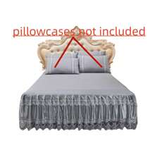 1pc European Lace Bed Skirt, Bed Cover, Bed Protective Cover, Solid Color Lace Bed Skirt (Excluding Pillowcase)