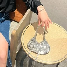 Fashion Metal Fish Scale Sequin Woven Bag Banquet Phone Bag Crossbody Bag Women's Bag - 銀色 - 查看 4