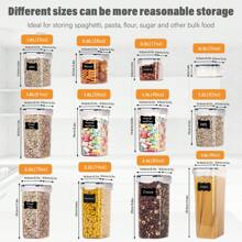 4/7/10/12/15件带盖密封食品储存容器，塑料厨房食品储藏整理和储存，谷物、面食、面粉、糖干粮罐，塑料食品保鲜罐，家居装饰，圣诞礼物，家居礼品，房间装饰 - 黑與白 - 查看 6