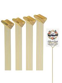 40pcs/20pcs Metal Gift Card Holder Rods, Suitable For Bouquets, Wedding Centerpiece Decor, Photo Frame Rods, Card Flower Stands, Applicable For Graduation, Wedding, Mother's Day Gift Packaging Card Holders - Gold - View 2