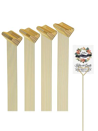 40 piezas/20 piezas Varillas metálicas para tarjetas de regalo, adecuadas para ramos, decoración central de bodas, varillas para marcos de fotos, soportes para tarjetas de flores, aplicables para graduación, boda, empaquetado de regalos del Día de la Madre