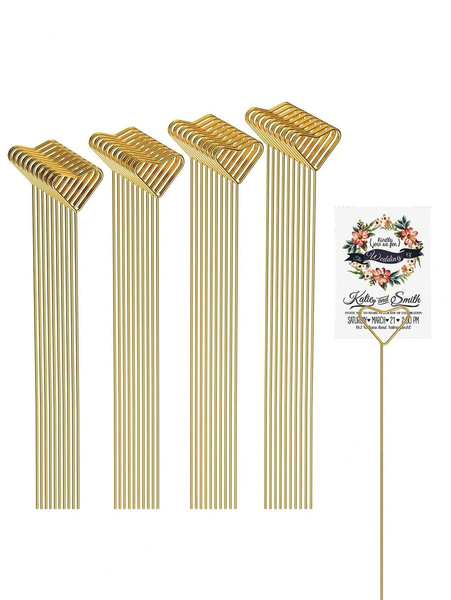 40pcs/20pcs Metal Gift Card Holder Rods, Suitable For Bouquets, Wedding Centerpiece Decor, Photo Frame Rods, Card Flower Stands, Applicable For Graduation, Wedding, Mother's Day Gift Packaging Card Holders