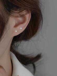 1 par de aretes minimalistas con diseño floral para mujer, moda