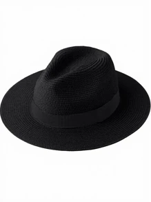 1pc Unisex Panama Style Flat Top Cowboy Hat, Fashionable Western Style - Hat - View 5