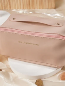 旅行包，PU 皮革旅行包，大容量防水包，开放式扁平化妆包带隔层和手柄化妆品收纳袋/风琴枕化妆包旅行便携式收纳袋 - 彩色 - 查看 5