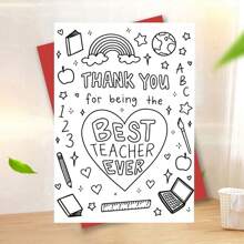 1pc Color Me Thank You Card For Best Teacher Ever With Envelope, 6.29" X 4.33", Creative Teacher Appreciation Greeting Card Versatile Greeting For Birthdays, Anniversaries, Congratulations - Appreciation Card For Teachers From Students - Multicolor - View 13