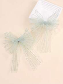 2pcs Pink Green Hair Bows For Women Girls Solid Color Mesh Bow Alligator Clips Elegant Bow Hair Clips Wedding Party Vacation Holiday Gifts Bow Barrettes Grey Yellow Bow Hair Clips Women Hair Accessories