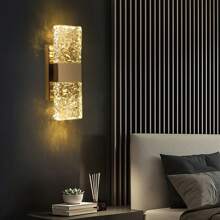 1 Pc Modern Crystal LED Wall Light, Warm White Polish Gold Metal Semi-Flush Mount Lighting Fixture With Installation Hardware, Hard-Wired, Suitable For Living Room, Bedroom, Hallway - 110V-240V