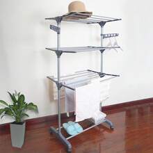 Séchoir à linge inox étendoir pliable H.152 cm gris