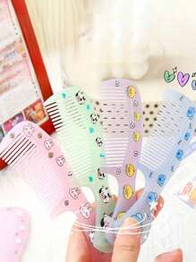 1pc Cartoon Plastic Hair Comb, Cute Rabbit, Cow, Koala Design For Kids & Baby, Portable & Easy To Use Hair Brush - Multicolor - View 2