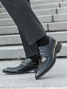 Men's Casual Slip-On Leather Shoes, Versatile For Nightclub, Driving, Commuting, Business, Suit, American Style, New Autumn Fashion, Korean Wedding Groom - Black - View 4