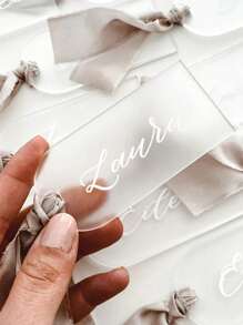 10pcs Frosted & Transparent Acrylic Wedding Place Cards - DIY Handwritten Table Decor For Weddings, Dinners & Events, Double-Sided Protective Film, Ribbon Not Included