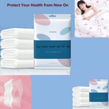 1 pieza Juego de ropa de cama desechable para viajes que incluye sábana, edredón y funda de almohada, adecuado para hotel/Airbnb, estilo/color/empaque aleatorio - Blanco - Ver 7