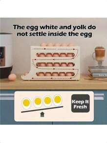 Egg Storage Box In The Refrigerator, Automatic Egg Rolling Rack, Egg Rack Storage Box For Large Capacity Refrigerator, ABS Material - Multicolor - View 6
