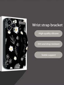 花朵 1 件黑色 TPU 雏菊花卉腕带防震手机壳兼容 /配套手机壳/腕带手机壳/腕带支架手机壳/趣味手机壳/安卓手机壳/手机壳/手机壳/OPPO 手机壳，兼容 Apple 15 Pro Max/ A14/ A54/ A52/ A31 4G/ A23/Redmi Note 8 Pro/Redmi Note 11 Pro 4G/Redmi Note 12 4G/OPPO A54 防水防摔防刮 - 彩色 - 查看 3