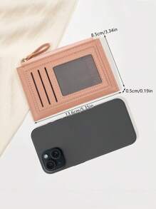 MIYIN Fashion Two Tone Card Holder Coin Purse Slim Lightweight Portable Cash Money ID Card Credit Card Coin Pocket Minimalist Mini Zipper Wallet With Card Slot ID Window For Birthday Gift Lady Girls Women Teenagers For College Student School Student,Bag School Supplies For School Dorm Room & Back To School - Pink - View 8