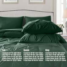 Juego de edredón King - Juego de ropa de cama King de 7 piezas, juego de cama con plisado en rosa que incluye edredón, sábanas, fundas de almohada y cojines